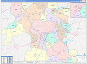 Bowling Green Metro Area Wall Map Color Cast Style